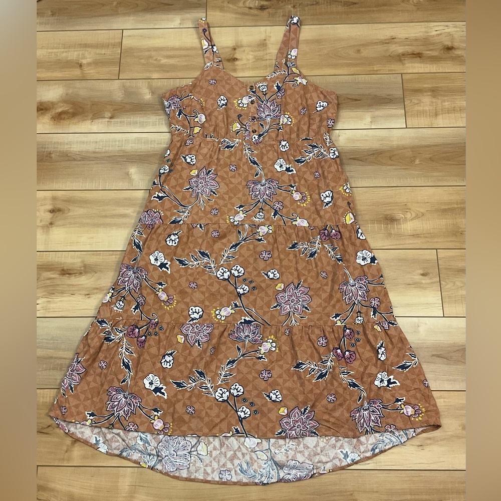 Sonoma Goods For Life Floral Print Linen Blend Sleeveless High-Low Dress Size 1X - Picture 2 of 13